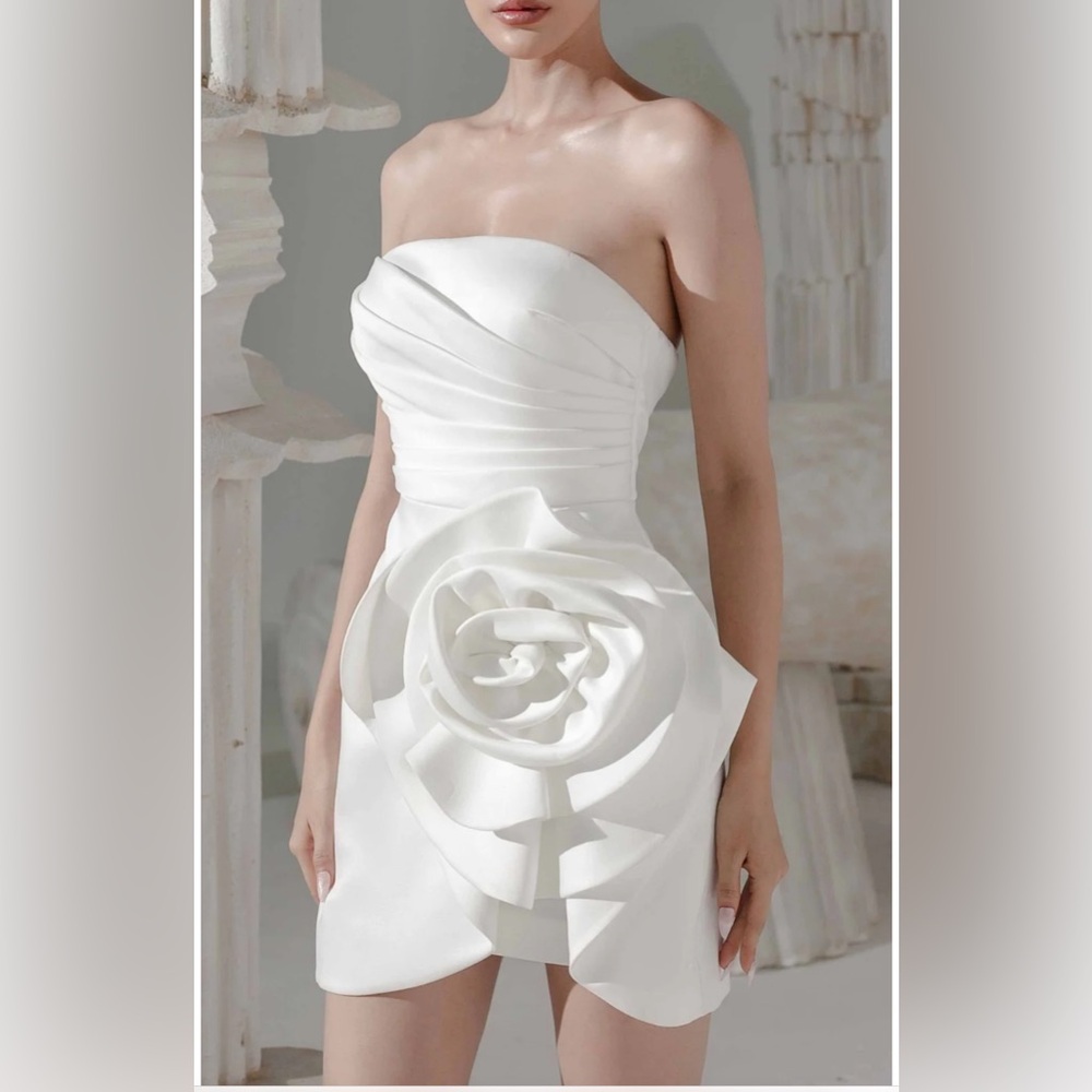 White Satin Mini Dress, Size M